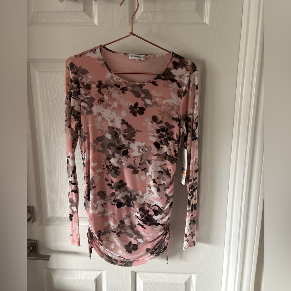NWT Calvin Klein floral print long-sleeve Size S - Picture 2 of 6